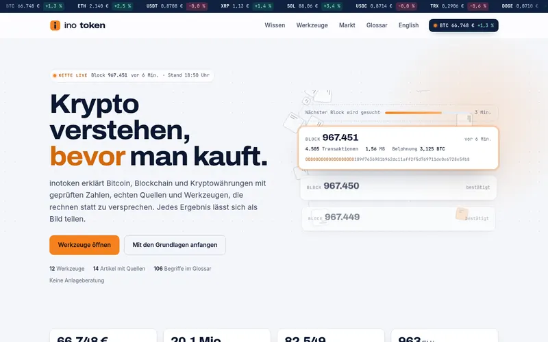 Startseite von inotoken