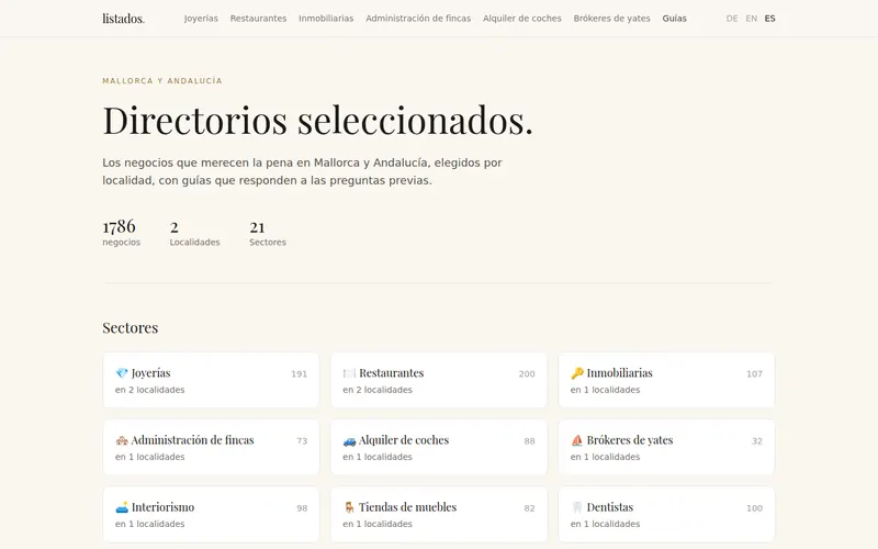 Startseite von listados