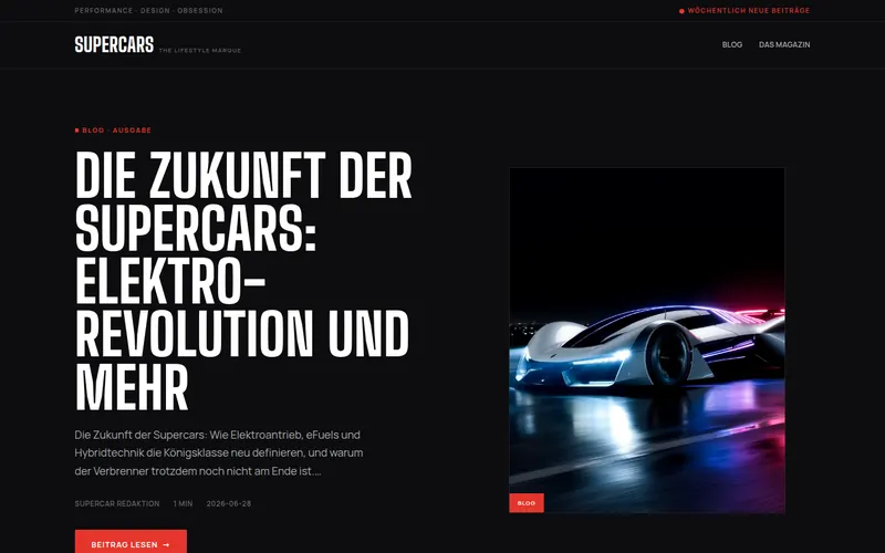 Startseite von Supercars.Lifestyle Deutschland